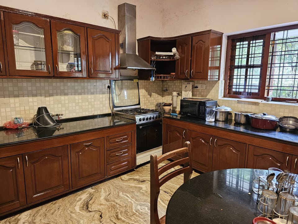 Fridge, cookware/dishes/utensils, eco-friendly cleaning products