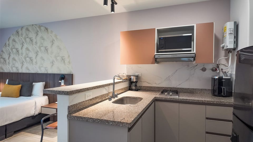 Standard Room, 1 Bedroom, City View | Private kitchen | Microwave, electric kettle, cookware/dishes/utensils