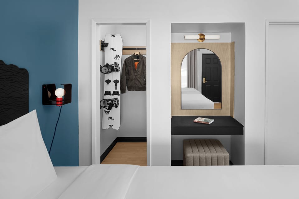 Premium bedding, pillowtop beds, desk, laptop workspace