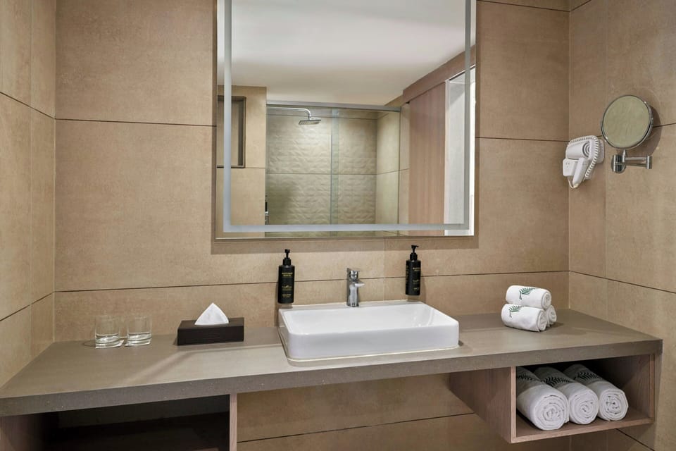 Suite, 1 Bedroom (no view) | Bathroom | Shower, free toiletries, towels, soap