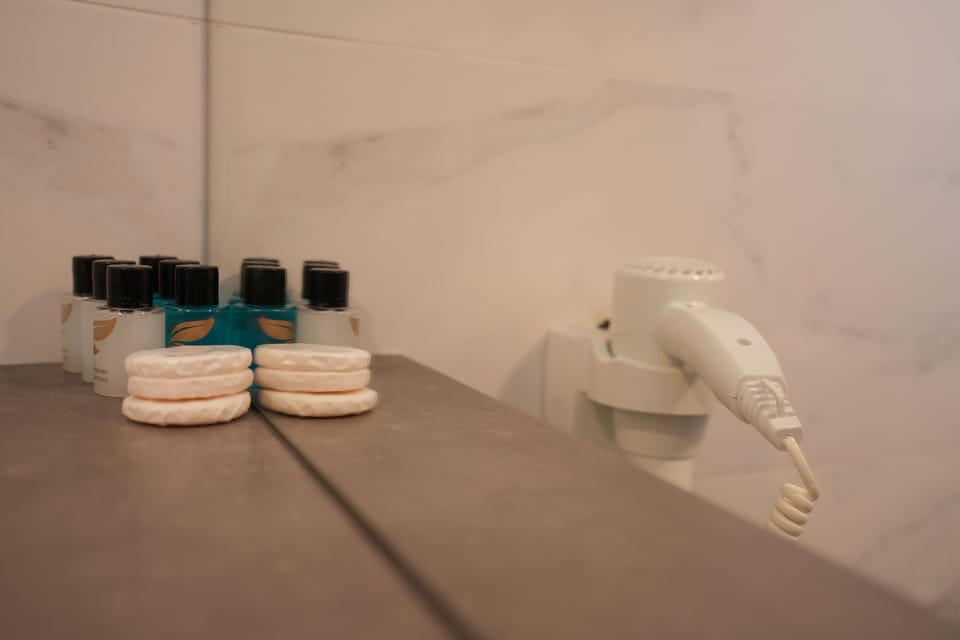 Standard Double Room Single Use | Bathroom | Shower, hair dryer, slippers, towels