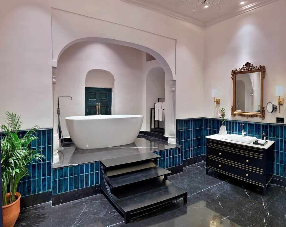 Hair dryer, slippers, towels, soap