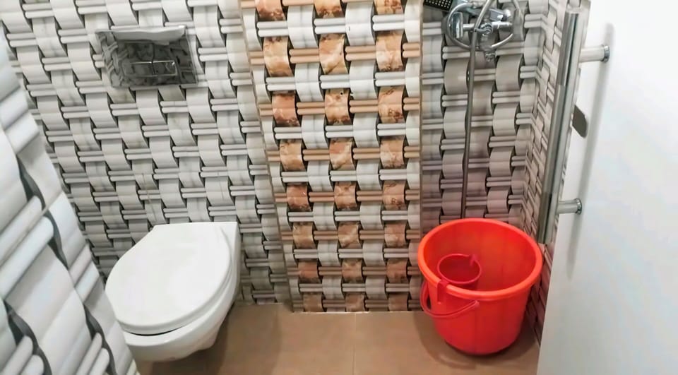 Shower, free toiletries, slippers, towels