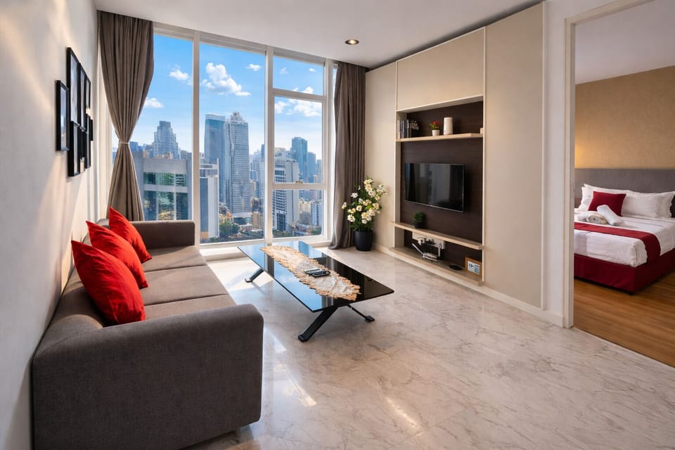 Premium Suite, 1 King Bed | Living area | 42-inch TV with digital channels, DVD player, heated floors