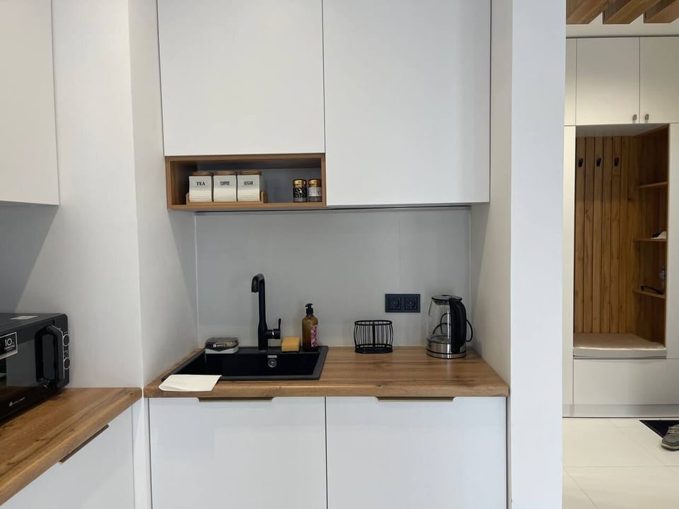 Family Apartment, City View | Private kitchen | Full-size fridge, microwave, stovetop, electric kettle