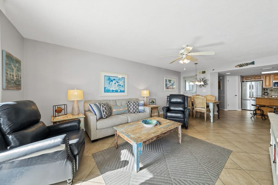 Signature Condo, 2 Bedrooms, Kitchen, Beach View | Living room | 65-inch Smart TV with cable channels