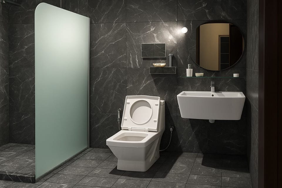 Shower, bidet, towels, soap
