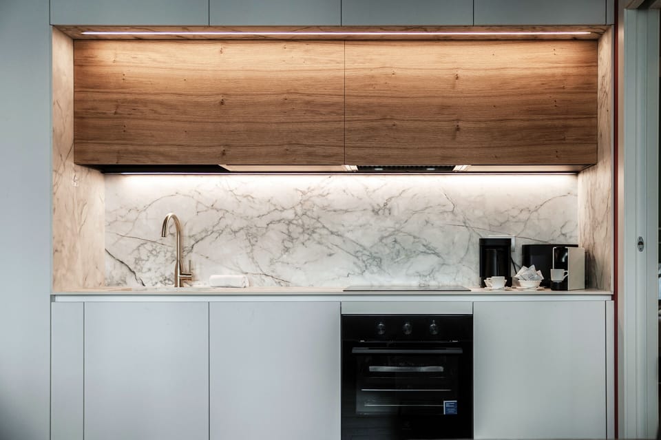 Apartment | Private kitchen | Full-size fridge, oven, stovetop, dishwasher