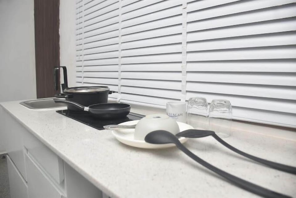 Junior Apartment, Balcony, City View | Private kitchen | Fridge, microwave, oven, stovetop