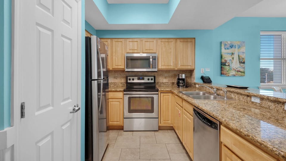 Condo, Multiple Beds, Balcony, Ocean View (Ariel Dunes I Unit 301) | Private kitchen | Fridge, microwave, oven, stovetop