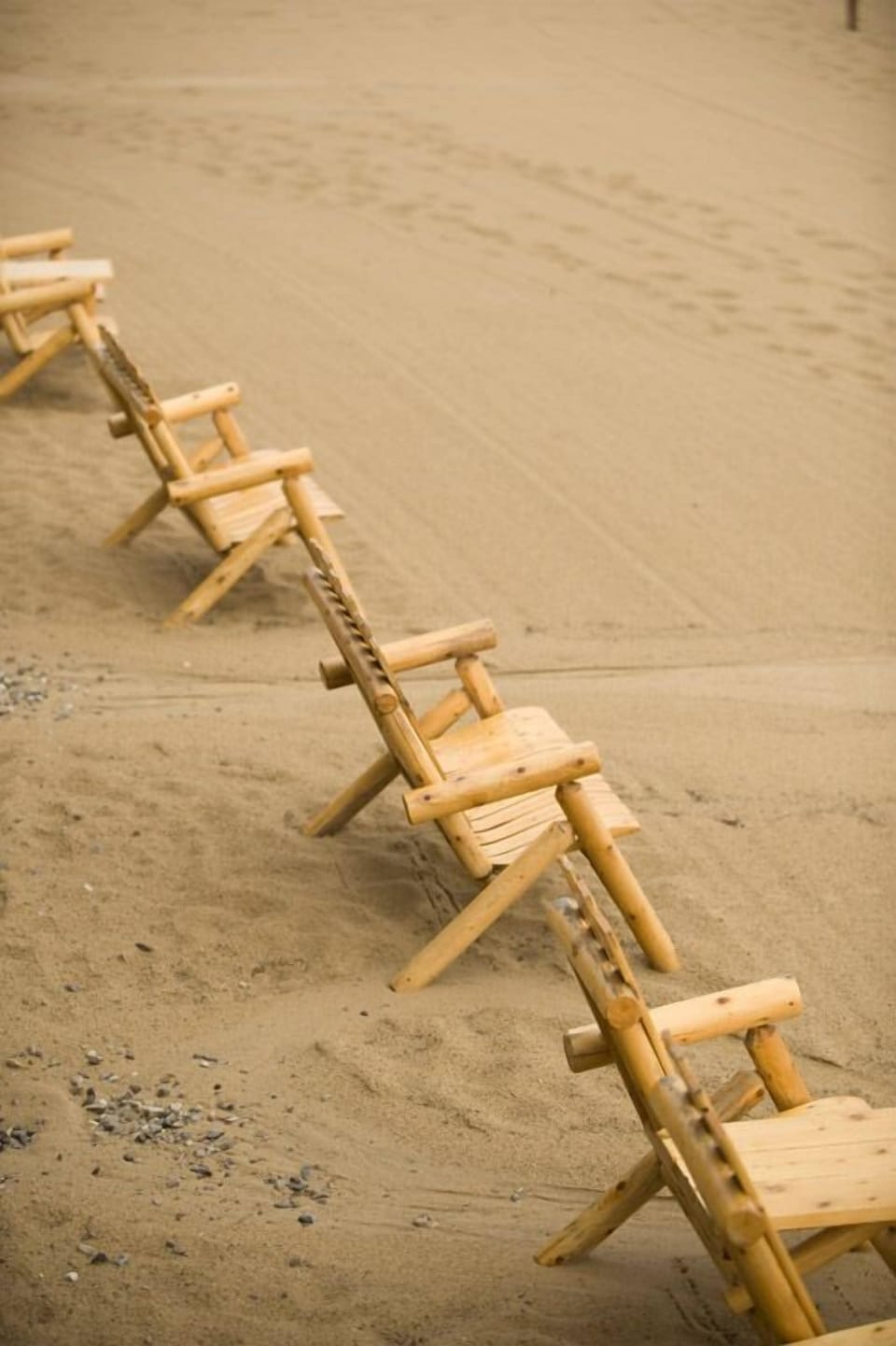 On the beach, sun loungers, beach towels