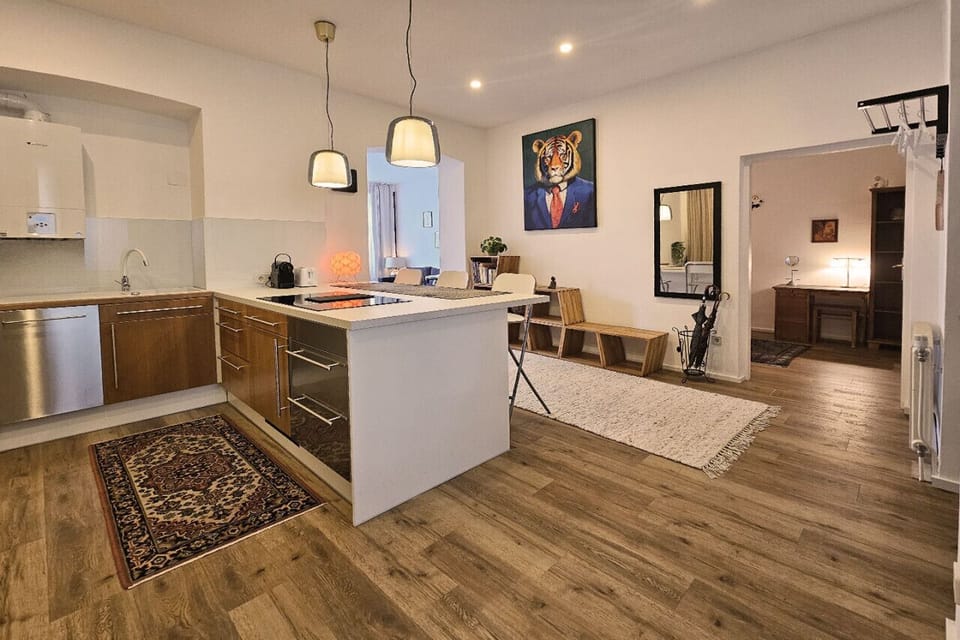 Apartment, City View | Private kitchen | Full-size fridge, microwave, oven, stovetop