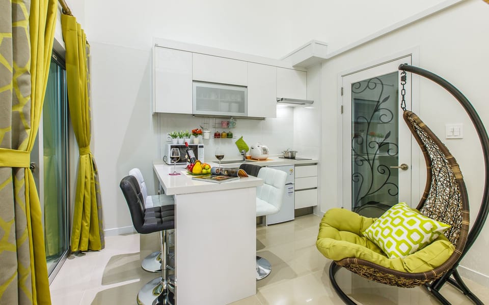 Fridge, microwave, stovetop, rice cooker