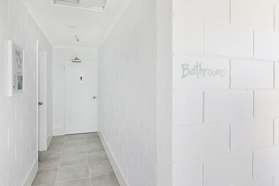 Shower, towels, soap, toilet paper