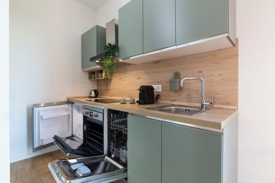 Luxury Studio, City View | Private kitchen | Mini-fridge, oven, stovetop, dishwasher