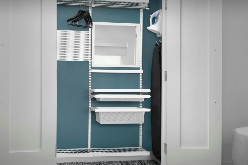 Desk, blackout drapes, iron/ironing board, free cribs/infant beds