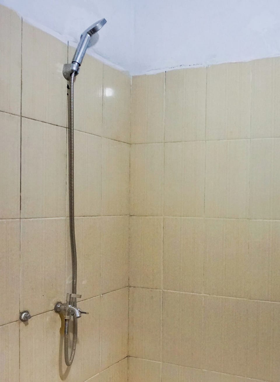 Shower, rainfall showerhead, towels, soap