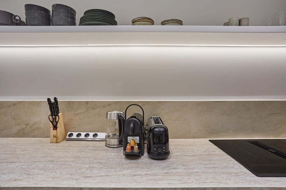 Apartment | Private kitchen | Fridge, microwave, coffee/tea maker, electric kettle