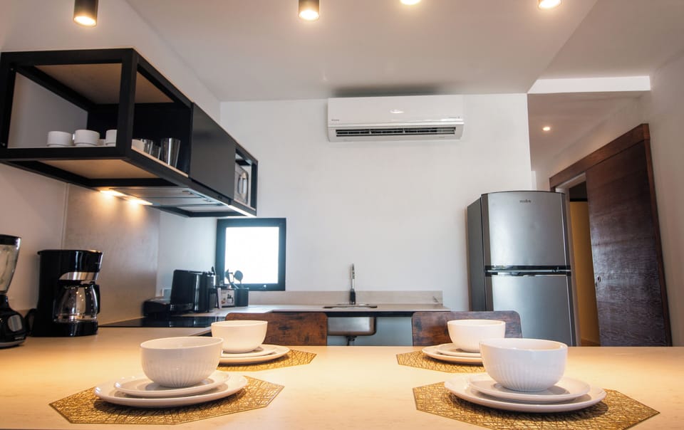 Microwave, dining tables