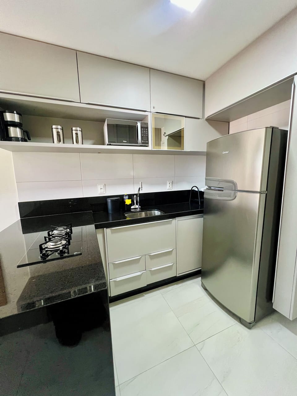 Apartment | Private kitchen | Fridge, microwave, stovetop, blender