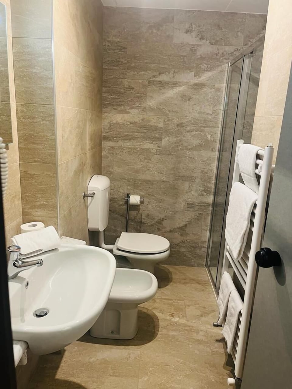 Free toiletries, hair dryer, bidet, towels