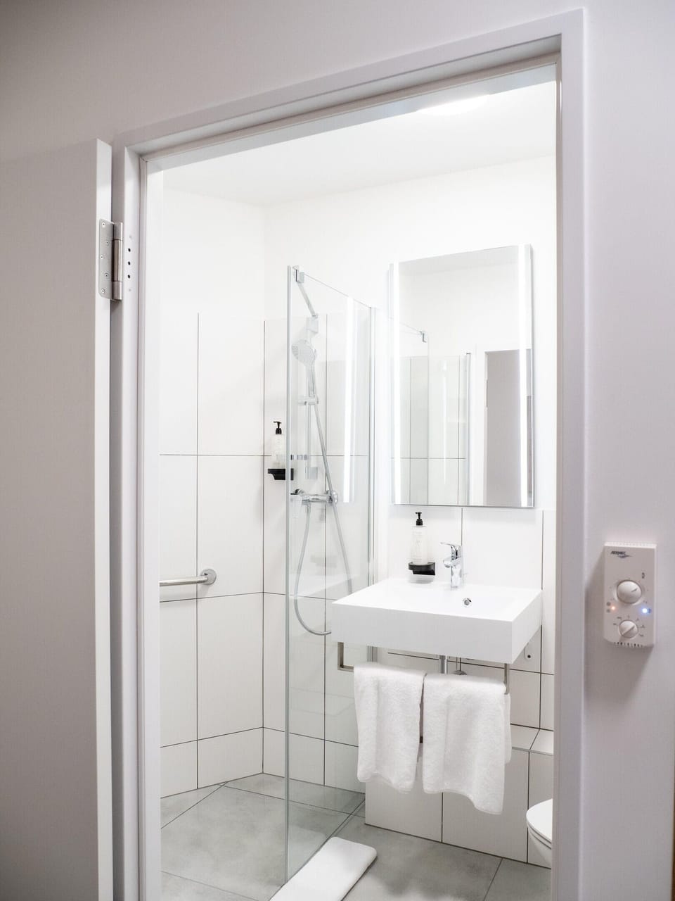 Double Room | Bathroom | Shower, hair dryer, towels, soap