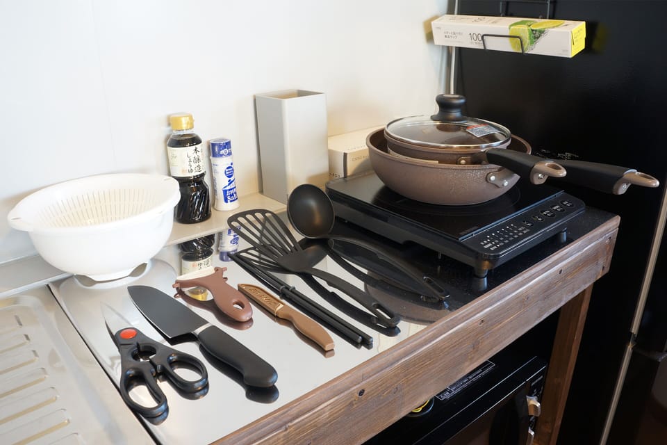 Basic House, Non Smoking, Kitchen | Private kitchen | Full-size fridge, microwave, stovetop, cookware/dishes/utensils