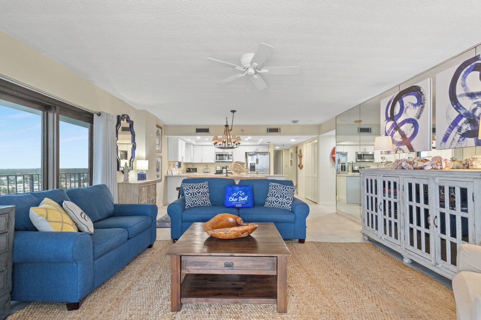 Condo, Multiple Beds, Balcony, Ocean View (Watercrest 1110 | Sunset Haven) | Living area | 35-inch flat-screen TV with digital channels