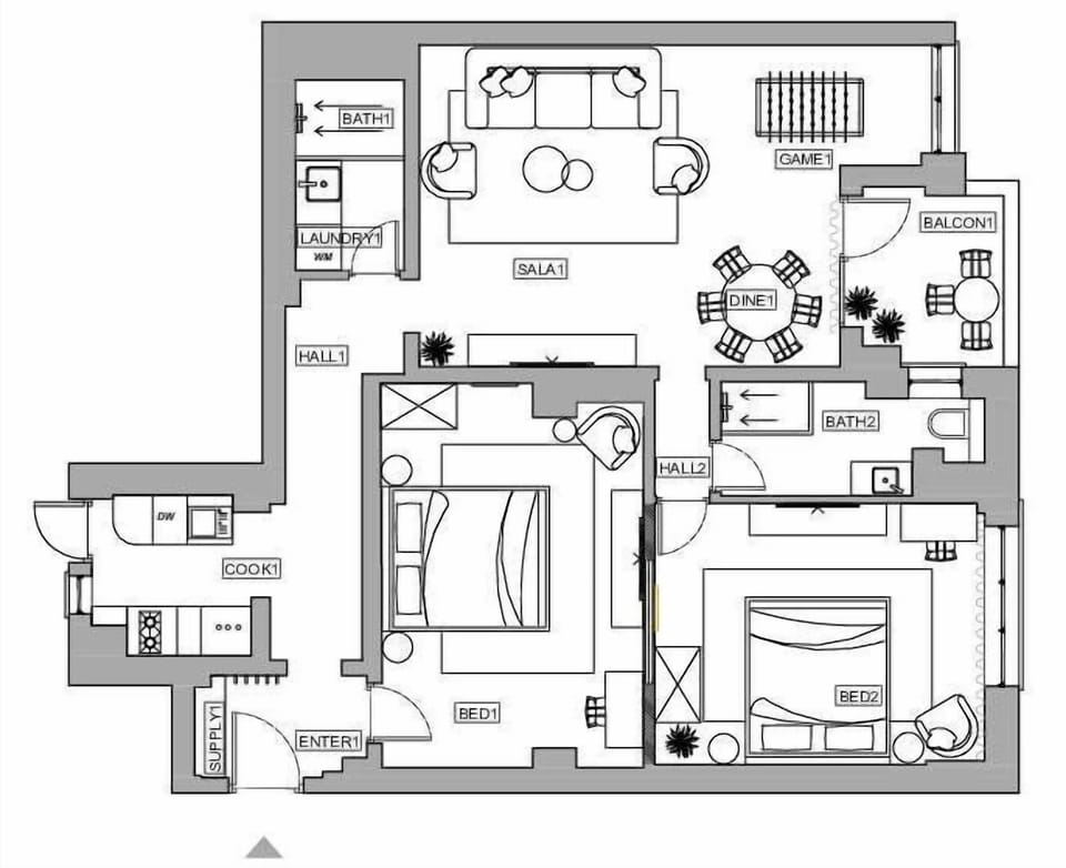 Deluxe Apartment, 2 Bedrooms, Balcony, City View | Floor plan