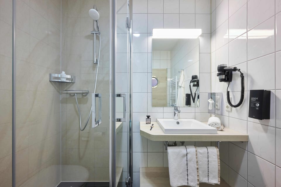 Triple Room | Bathroom | Shower, hair dryer, towels, soap