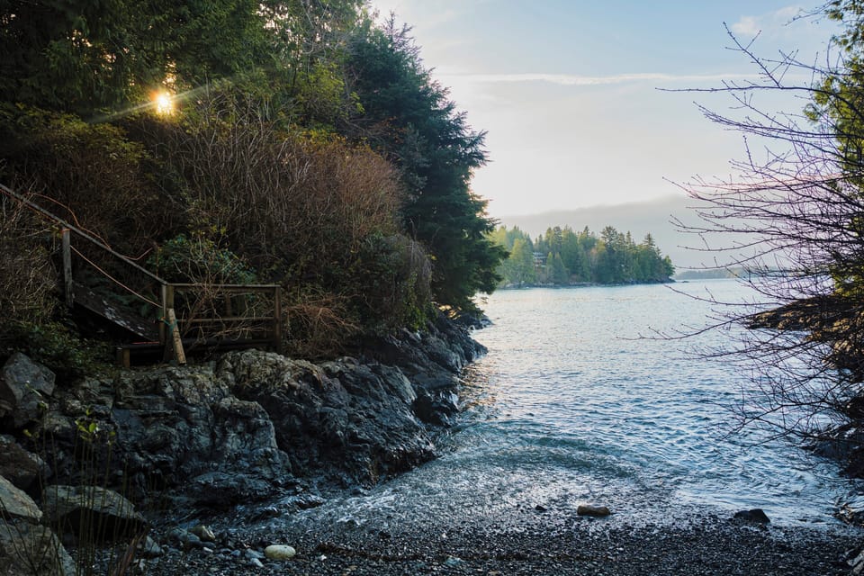 Private beach, black sand
