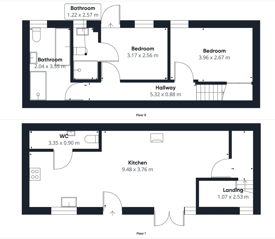 House | 2 bedrooms, desk