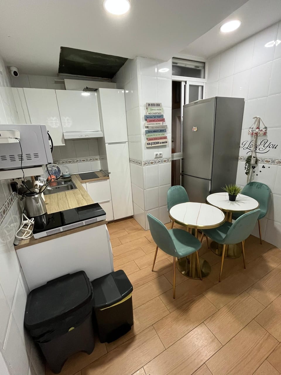 Shared fridge, microwave, griddle, toaster oven