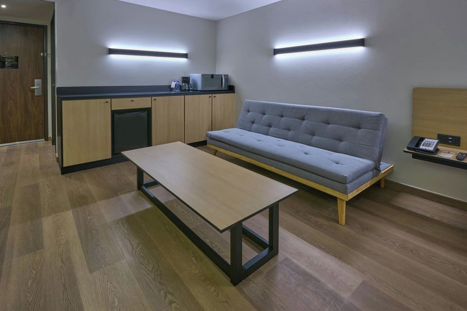 Suite, 1 King Bed, City View | Desk, blackout drapes, iron/ironing board, free WiFi