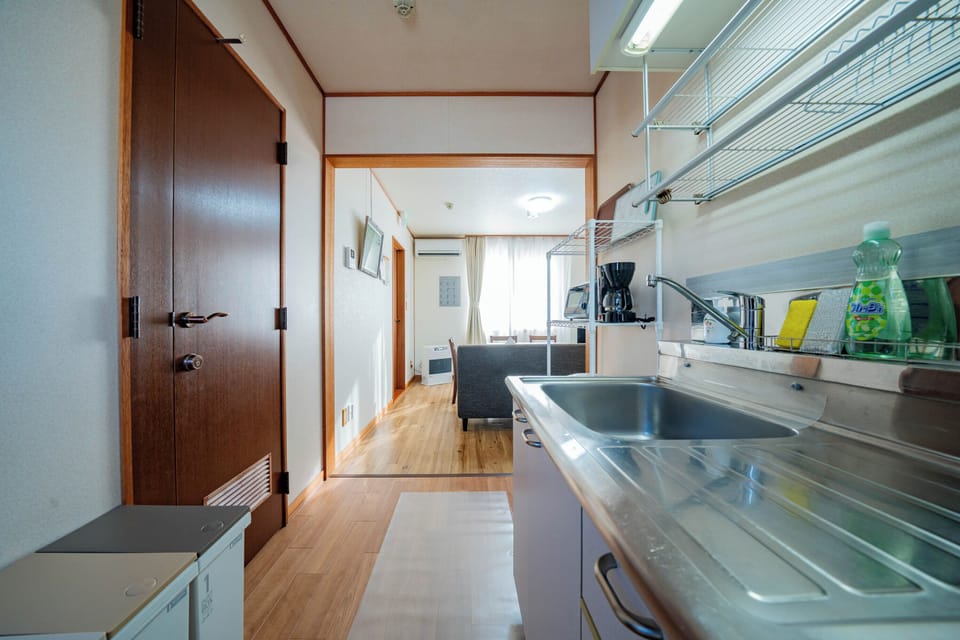 Fridge, microwave, stovetop, electric kettle