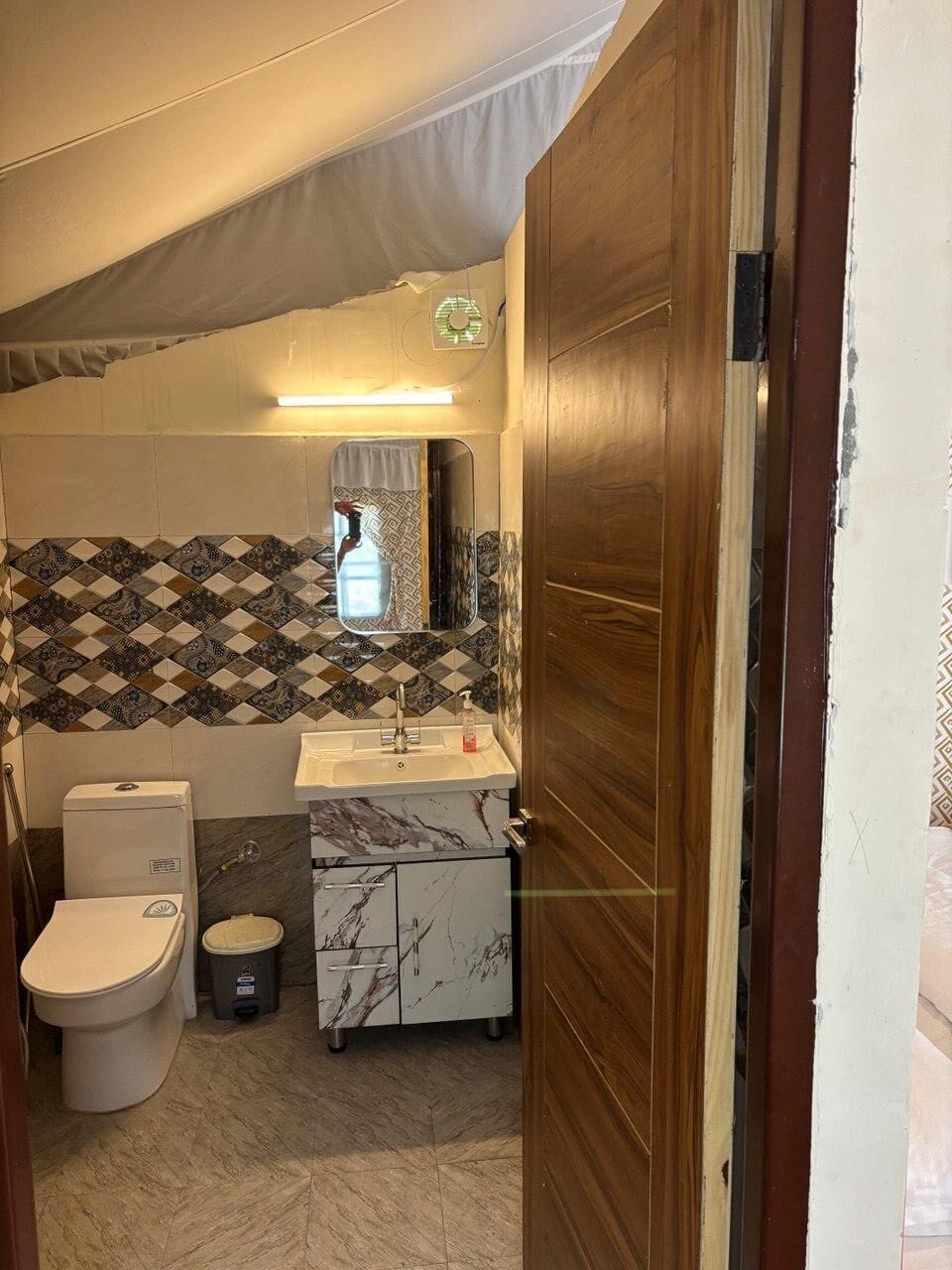 Family Tent, 1 Bedroom, Non Smoking | Bathroom | Shower, slippers, towels, soap