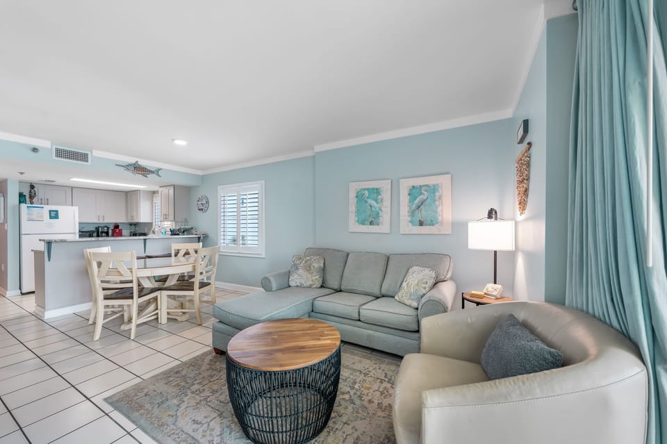 Signature Condo, 2 Bedrooms, Beach View | Living room | 50-inch Smart TV with cable channels