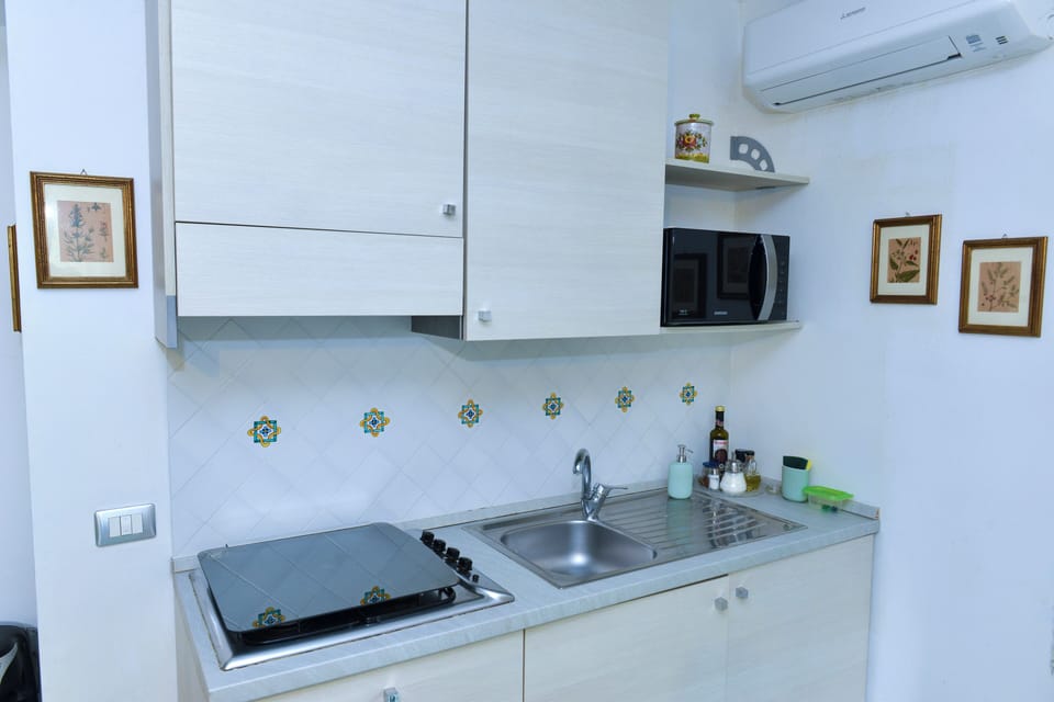 Traditional Studio, Patio, Garden View | Private kitchen | Fridge, microwave, stovetop, espresso maker