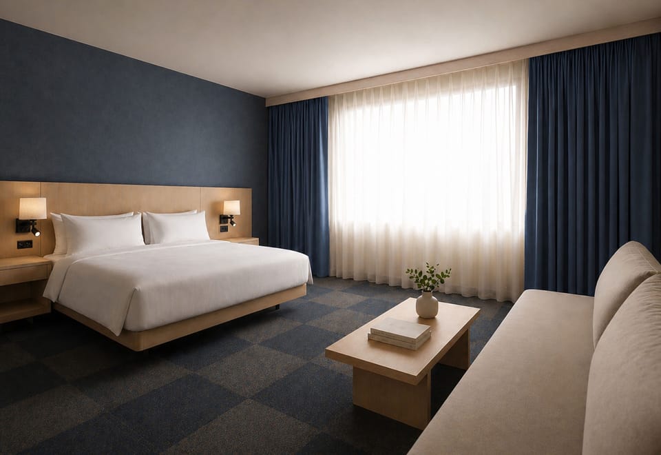 Family Room w/ French Balcony | Desk, WiFi (free), bed sheets