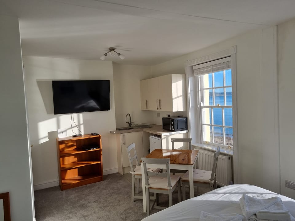 Superior Apartment, Sea View | Living area | 43-inch Smart TV with digital channels, DVD player