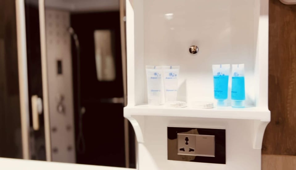 Free toiletries, hair dryer, towels, soap