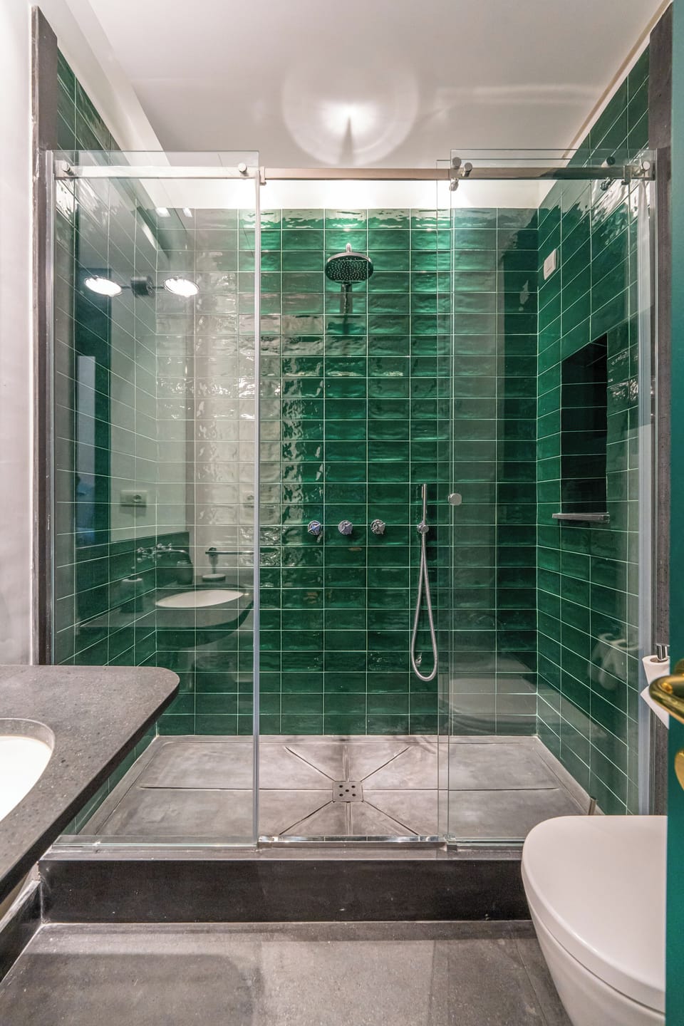 Panoramic Double Room, Balcony, Partial Sea View | Bathroom | Bathrobes