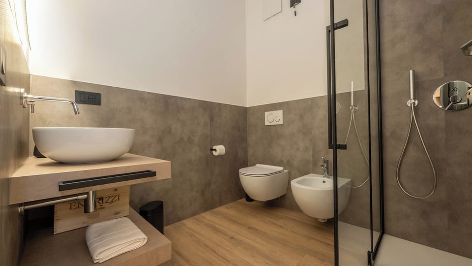 Deluxe Triple Room, 1 Double Bed with Sofa bed, Non Smoking, Private Bathroom | Bathroom | Shower, hair dryer, bidet, towels