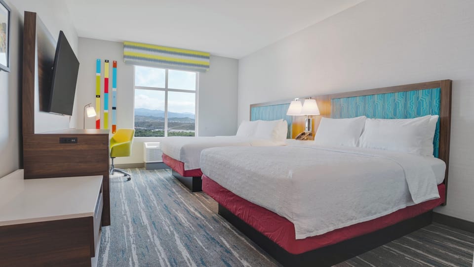 Room, 2 Queen Beds, Accessible (Hearing) | Desk, laptop workspace, blackout drapes, iron/ironing board