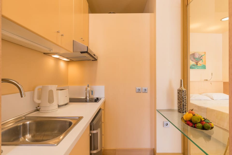 Studio | Private kitchen | Fridge, stovetop, electric kettle, cookware/dishes/utensils