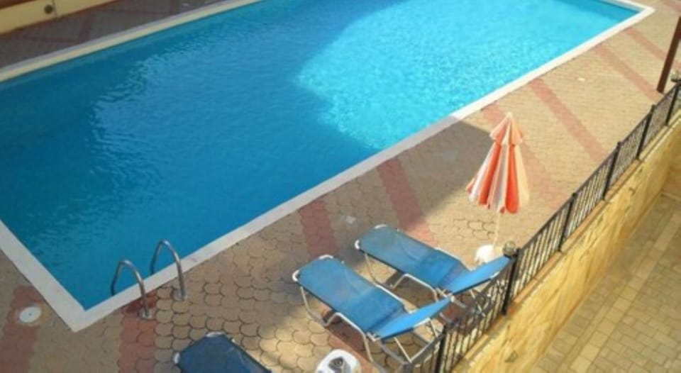 Outdoor pool, a waterfall pool