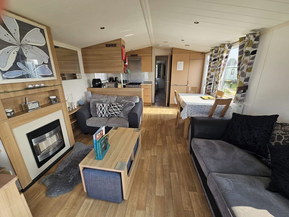 Cabin | Living area | TV, fireplace