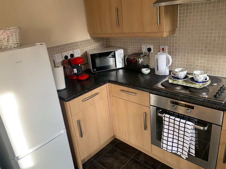 Apartment | Private kitchen | Fridge, microwave, oven, stovetop