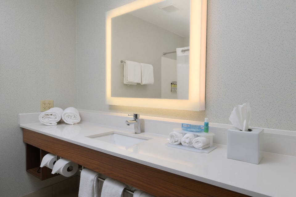 Hair dryer, bidet, towels