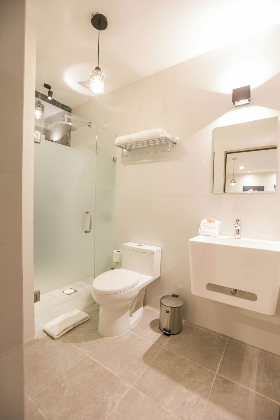 Shower, soap, shampoo, toilet paper